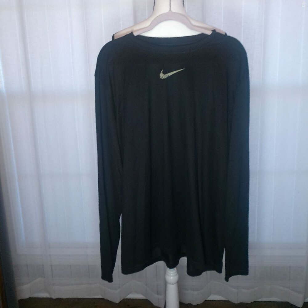 NIKE Long Sleeve Black Tee with Logos Front & Back XXL